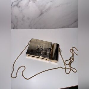 Christian Dior Gold Metal Minaudière Clutch Crossbody w/ Lipstick Case – GWP